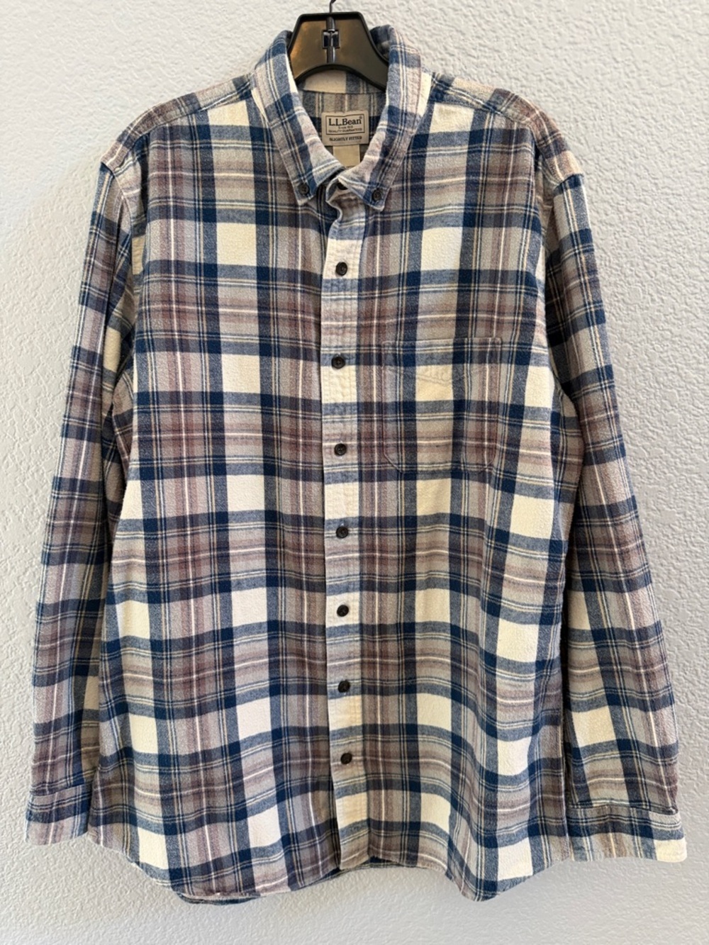 L.L.Bean Men’s Scotch Plaid Flannel Shirt Slightly Fitted Tall Large - Picture 3 of 8